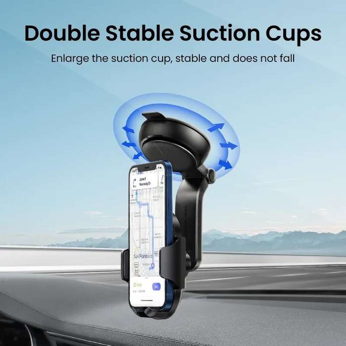 Black - UGREEN LP405 Waterfall-shaped Suction Cup Car Holder Gravity Dashboard Phone Holder Universi