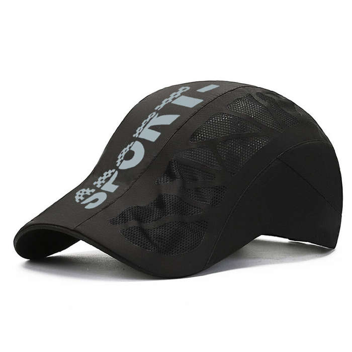 Grey - Men's Breathable Mesh Forward Hat Summer Sport Sunshade Quick Drying Lightweight Adjustable P