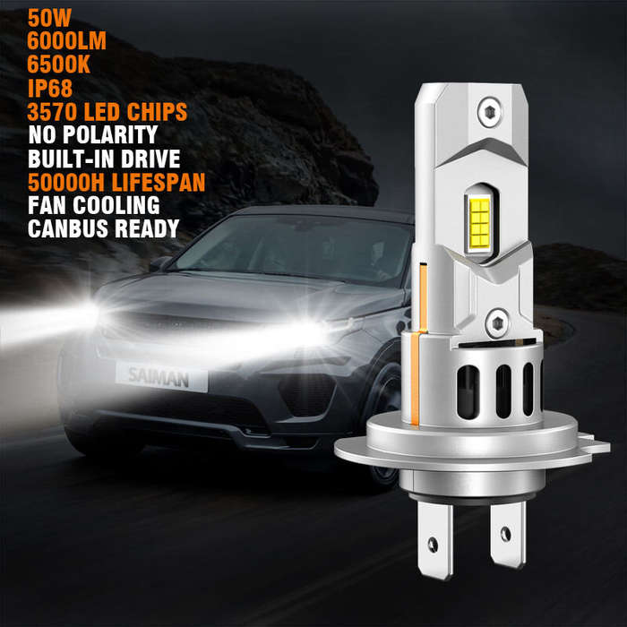 H7 - SEALIGHT 2PCS X3S H7 LED Car Headlight 6000LM Car Front Light Hi Low Beam 6500K LED Headlight B