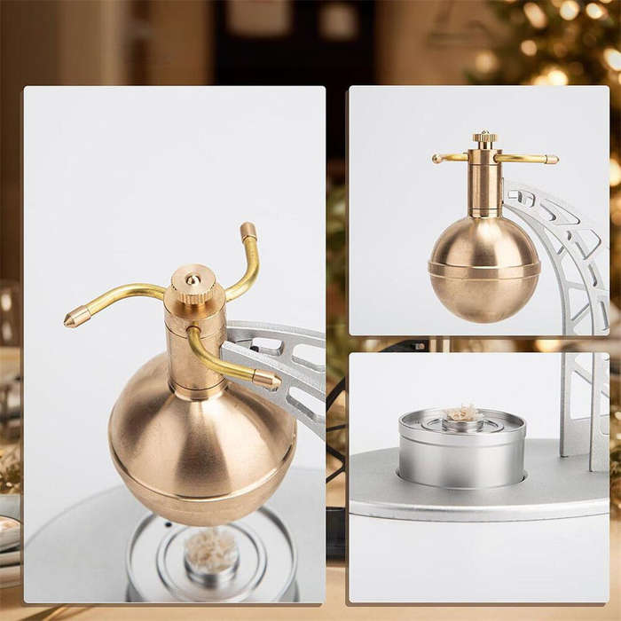 Black - NIKOLATOY Steam Heating Thermal Energy Rotating Flying Ball Steam Engine Model Ornaments Phy