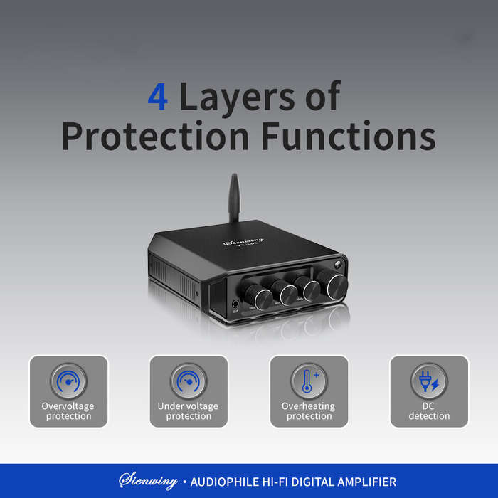 EU Plug - YS-LP3 Bluetooth 5.4 Hi-Fi Stereo Digital Audio Amplifier Dual-channel Power Amplifier Low
