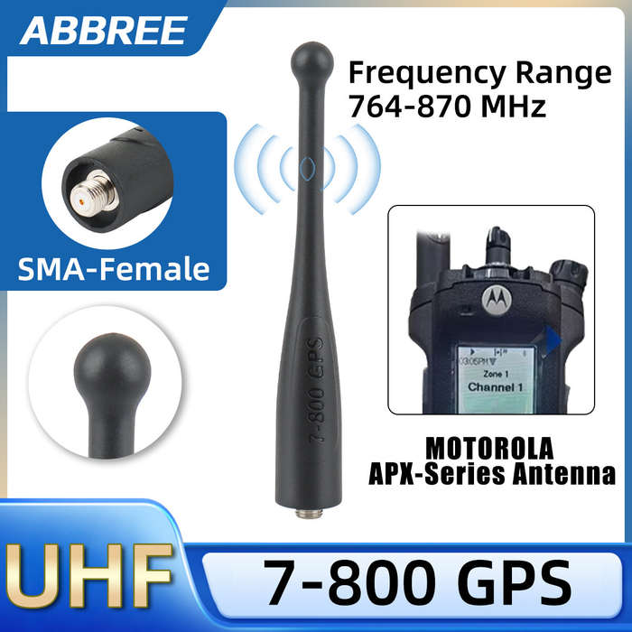 Black - ABBREE 7-800 GPS Antenna SMA-Female UHF 764-870MHz Stubby Antenna for Motorola APX Series AP