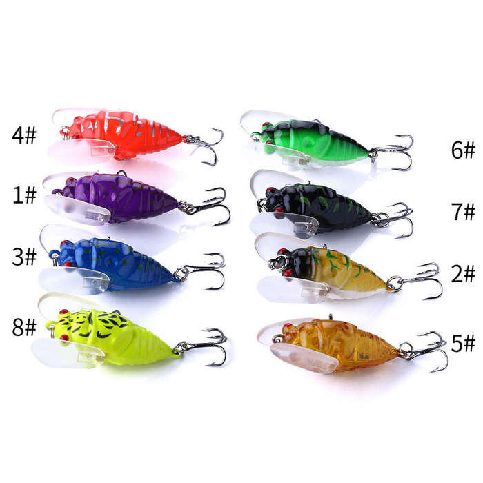 8Pcs - ZANLURE 8PCS Perch Insect Fishing Lures 6.4g 4cm Treble Barb Hooks Artificial Bait for Fishin