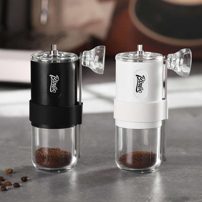 Pink - Bincoo Portable Manual Coffee Grinder with Ceramic Core Adjustable Grind Settings Travel-Frie