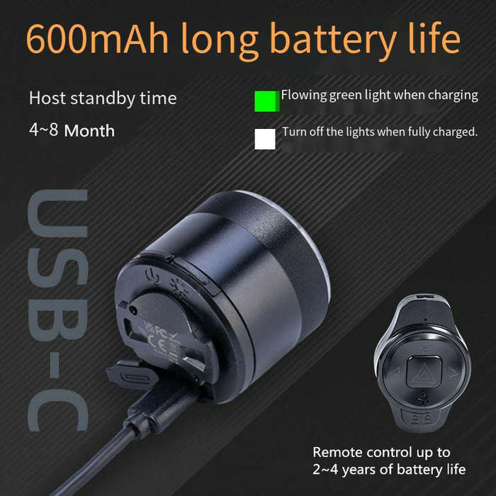 Black - BIKIGHT Wireless Smart Brake Sensing Bike Taillight 600mAh Battery 15 Light Modes USB-C Rech