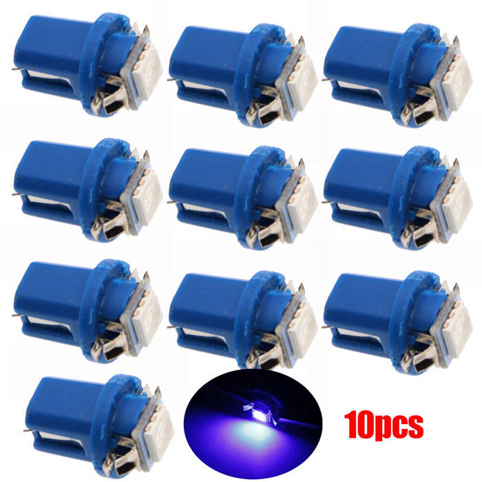 Blue - 10 Pack LED Car Indicator Lights T5 B8.5d Width Light 5050SMD 1 LED Instrument Light Instrume