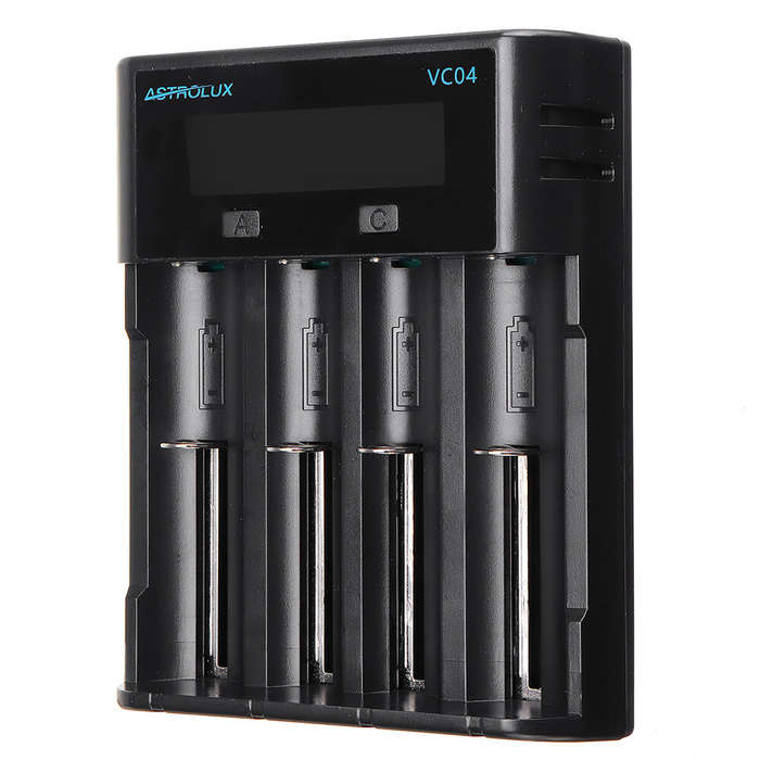 Astrolux VC04 Micro Type-C 2A Quick Charge Li-ion Ni-MH Battery Charger Current Optional USB Charger