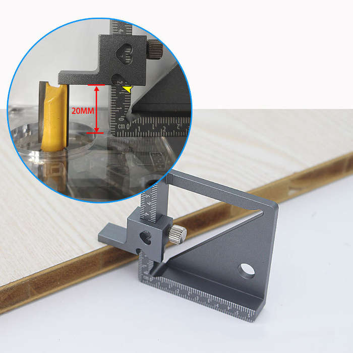 Silver - 45/90 Degree Marking Gauge with Height Width Diameter Measurement for Woodworking