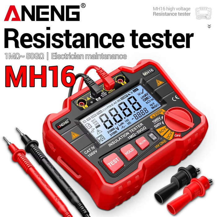 Red - ANENG MH16 Digital Multimeter Insulation Tester 500V/1000V/2500V High Voltage Resistance Meter