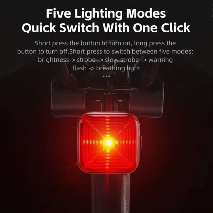 Seatpost - WEST BIKING 20LM LED Square Bicycle Taillight Type-C Charging Waterproof 5 Modes Warning