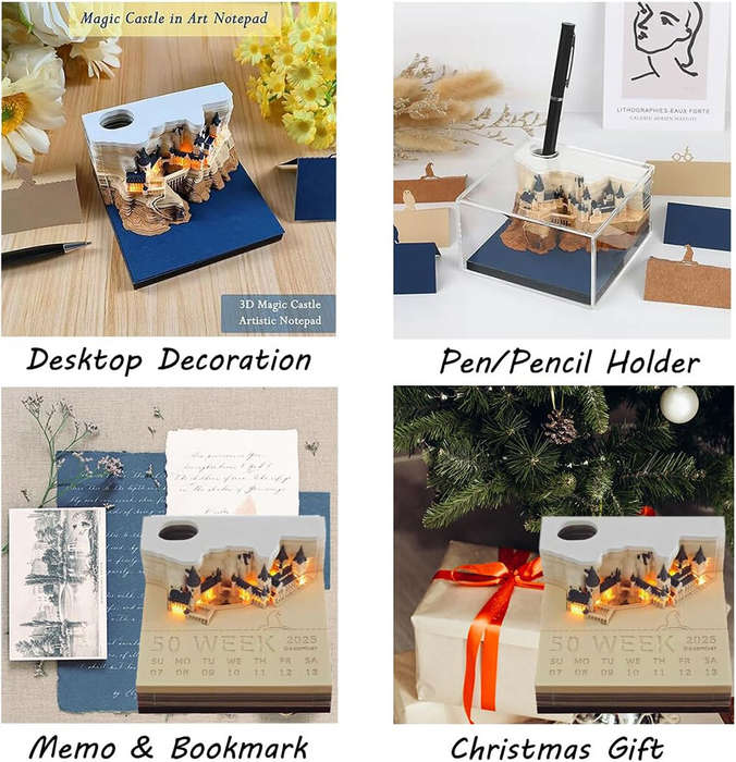 Beige - 2025 LED Light Memo Art Calendar Board Creative Timepiece Calendar Creative Gift 3D Stereo N