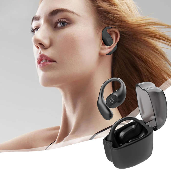 Black - T371 OWS Sports Earbuds Wireless bluetooth Earphone 14.2 Driver Unit HiFi Stereo LED Display