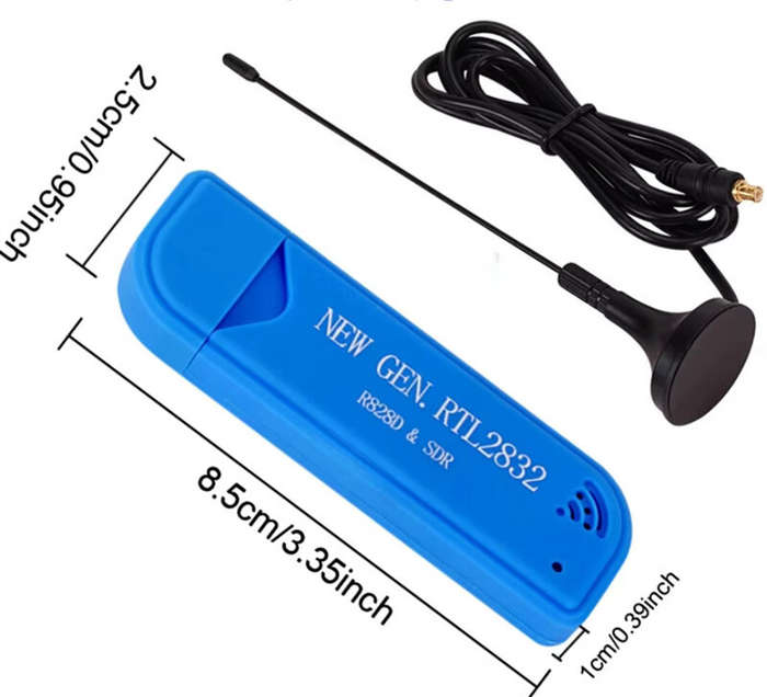 Blue - RTLSDR Receiver 25 MHz -1760 MHz S2832U R828DSDR Aviation Band Receiver