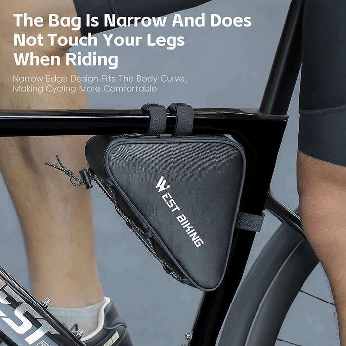 Black - WEST BIKING 0.6L Bicycle Front Frame Triangle Bag With Mesh Pouch MTB Road Bike Waterproof B