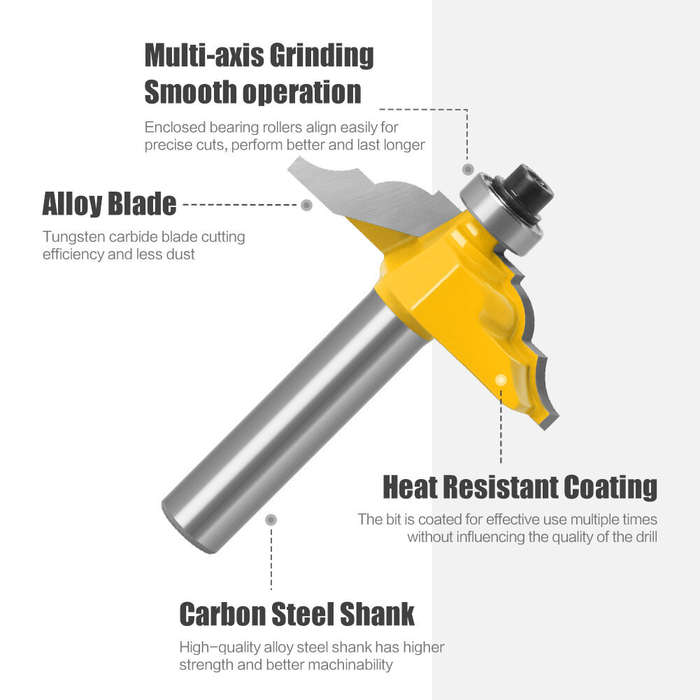 4PCS Set - 4PCS 8mm Shank Roman Ogee Edge Forming Router Bit Set Classical and Bead Molding and Edgi