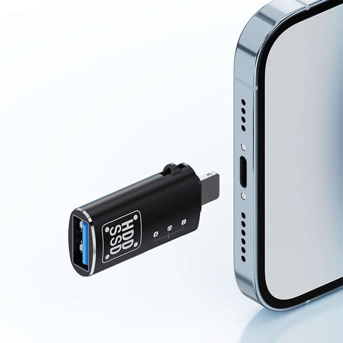Type-C(Black) - Type-C to Lightnings OTG Adapter Fast Data Transfer Fast Charging Supported Type-C F