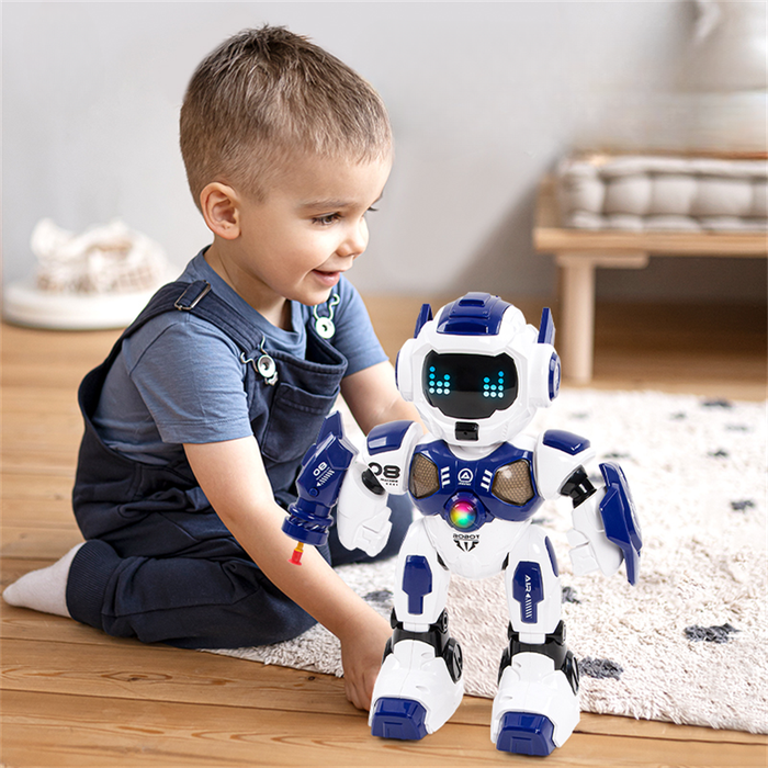 Blue - JJRC R35 Max Intelligent Mechwarrior RC Robot LED Lights Touch Sensing with Soft Bullet Launc