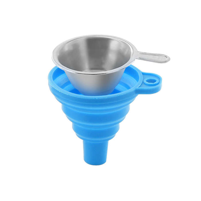 Green - TWO TREES Collapsible Silicone Funnels and Stainless Steel Resin Filter Cups for Pouring Res