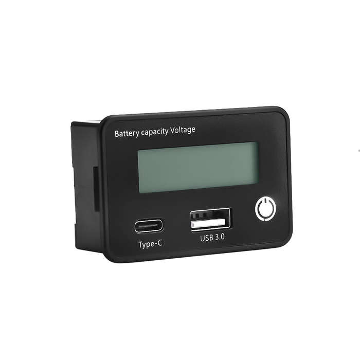 Blue - DC8-30V USB Type-C Lead Acid Lithium Battery Charge Capacity Indicator Car Motorcycle Digital
