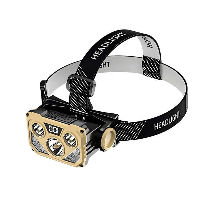 Black & Beige - USB Rechargeable Headlamp With Blue Red Light Headlight LED Headlamp Outdoor Camping