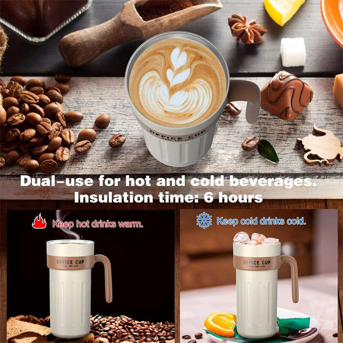 Light Brown - IPRee 650ml Stainless Steel Insulation Cup with Handle Smart Coffee Cup LED Temperatur