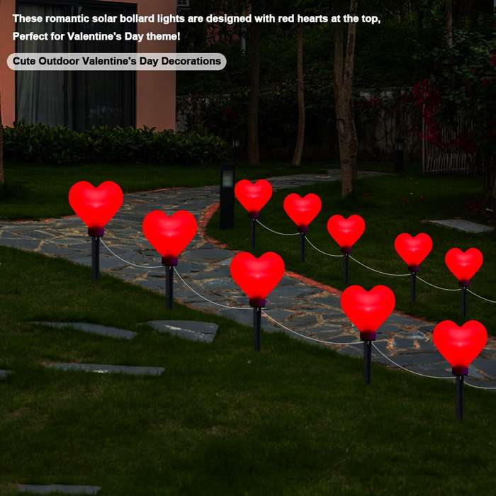 Red - 1 To 12 Red Love Valentine'S Day Courtyard Garden Decorative Light Love Ground Plug Lights IP6