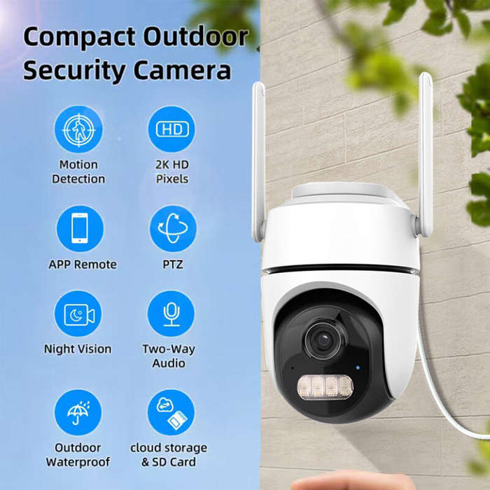 EU Plug - 1080P 5X Zoom WiFi Security Camera 2K HD PTZ Panoramic View Color Night Vision Motion Dete