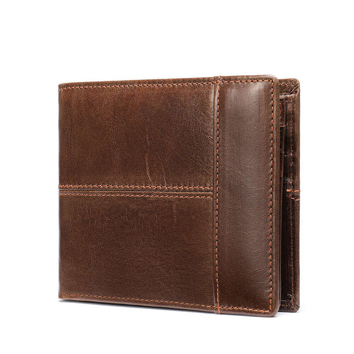 Black - Ekphero Men's Retro Genuine Leather Short Wallet RFID Blocking Horizontal Money Clip Multi-c