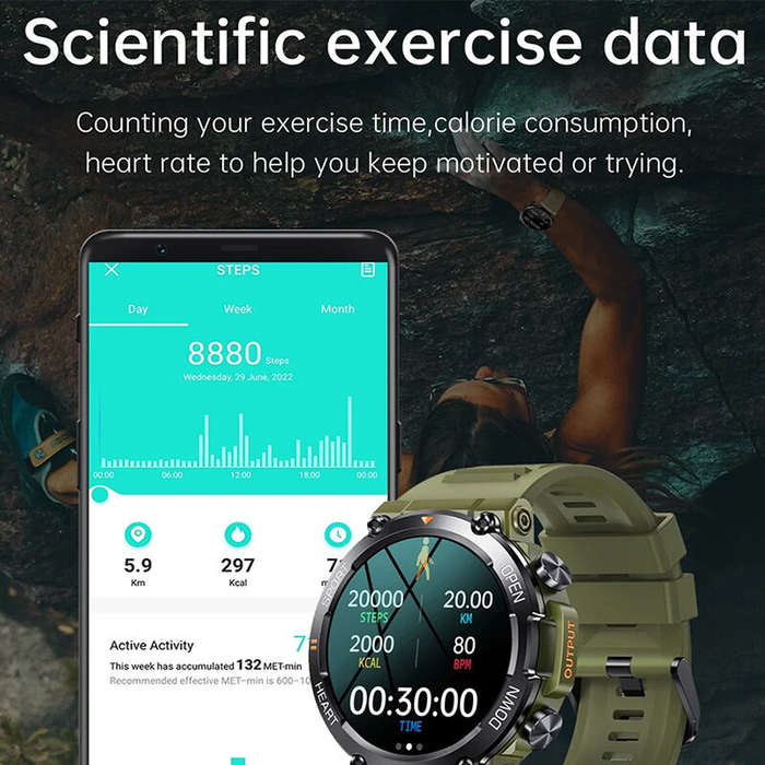 khaki - K56Pro 1.39inch HD Screen bluetooth Call Heart Rate Blood Pressure Blood Oxygen Monitor Slee