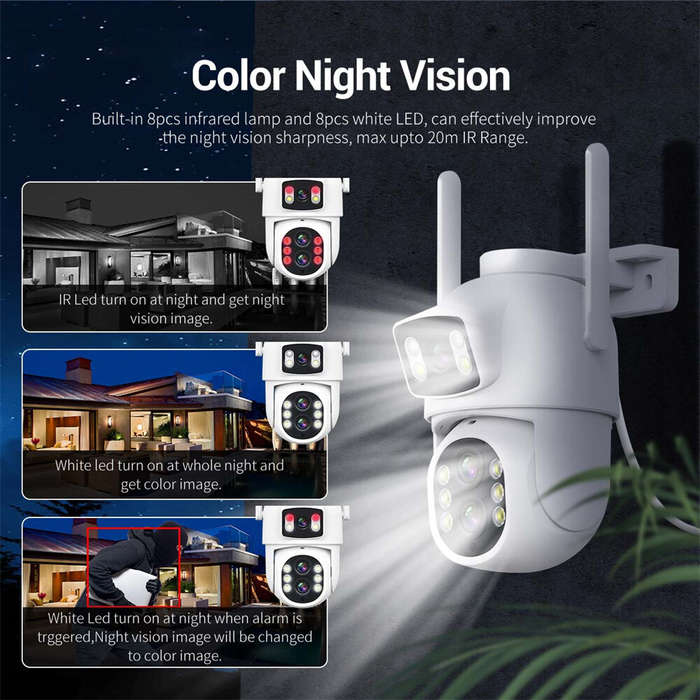 White - ESCAM QF500 10X Dual Lens 5MP+5MP WiFi IP Camera Night Vision Pan/Tilt Humanoid Detection Wa