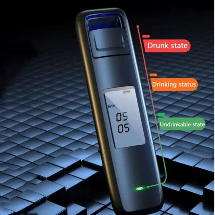 Black - Non-Contact Alcohol Tester with Digital Display USB Rechargeable Portable Alcohol Tester Ana