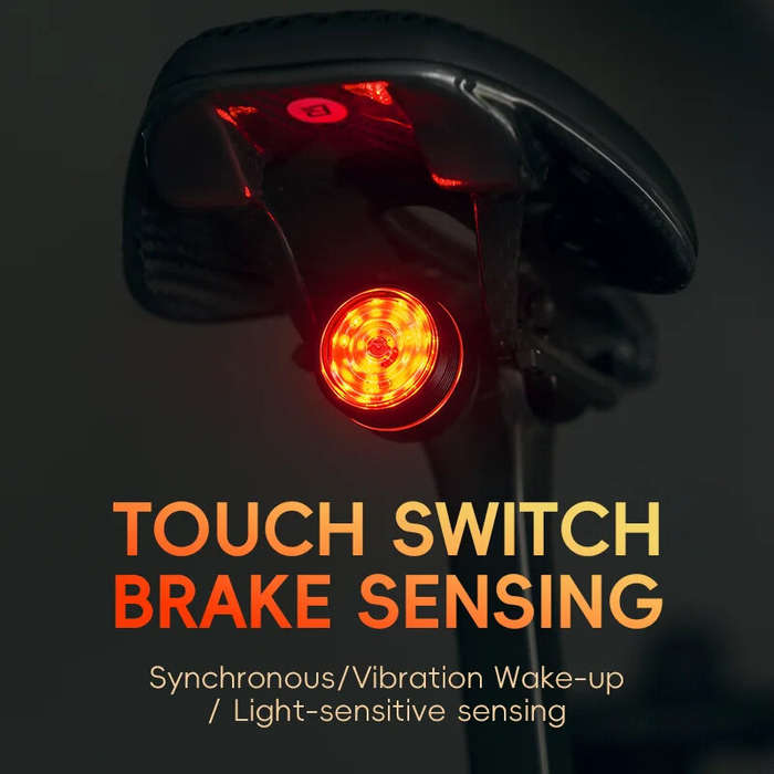 Black - ROCKBROS BL-S2 Smart Brake Sensing Bike Taillight 400mAh Battery Touch Control Light Sensing