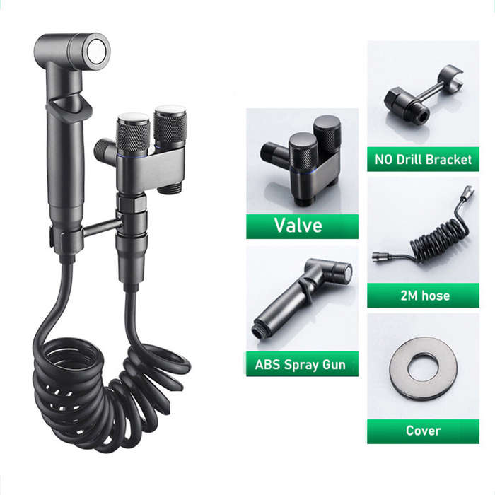High Pressure Dual Control Valve Hygienic Shower Toilet Bidet Spray Gun Set Dual Outlet Mini Angle V
