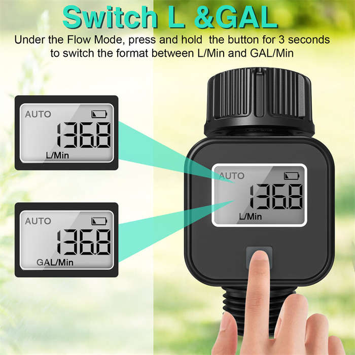 SGS05 Digital Water Flow Meter High Accuracy IP6X Waterproof Four-mode Measure Water Consumption and
