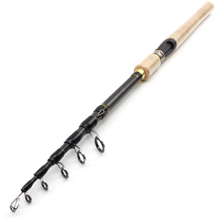 2.1M - Ultra-short Telescopic Carbon Spinning Fishing Rod Portable Cork Handle Travel Fast Lure Fish