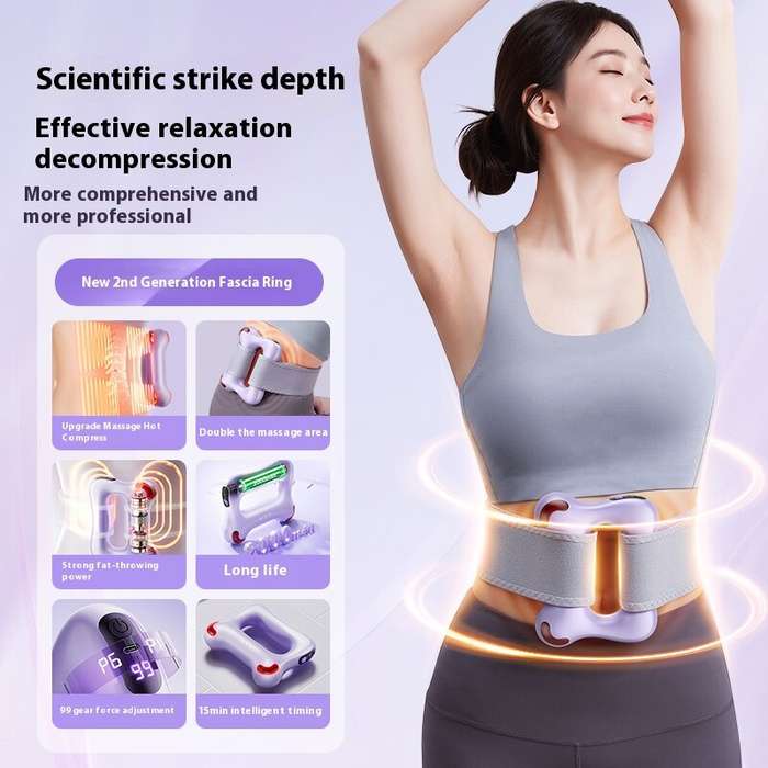 Purple - VTT U8 Cordless Fascia Massage Ring 6 Modes 99 Intensities Dual-Eccentric Vibration Integra