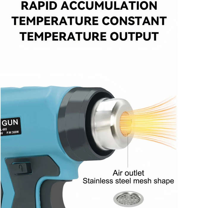 #A - Cordless Electric Heat Gun 360W 400 for Mak 18V-24V Li-ion Battery Portable Heat Gun with 4 Noz