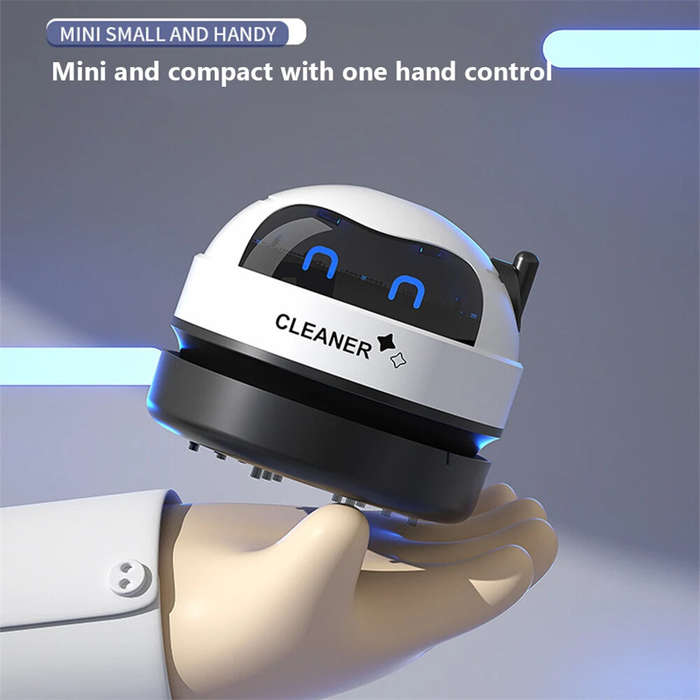 Full Set - Desk Dust Vacuum with Clean Brush Portable Table Dust Removal Cleaning Brush USB Charging
