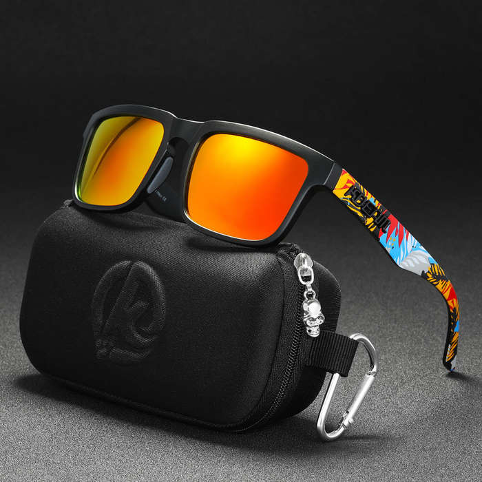 Black - KDEAM Fashion Square Polarized Sunglasses Colorful Lenses UV400 Sports Sun Glasses for Outdo