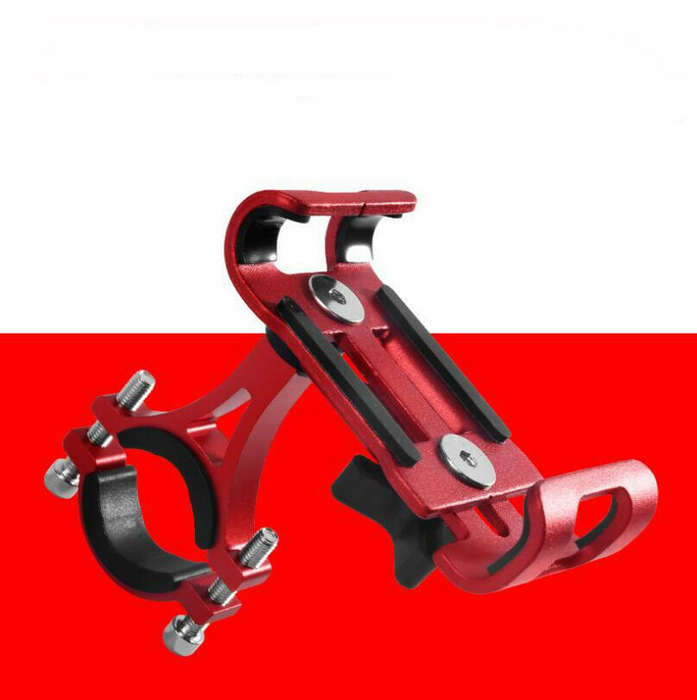 Red - 1pc Aluminum Cell Phone Holder Mount Handlebar Holder For Motorcycle Bike Bracket