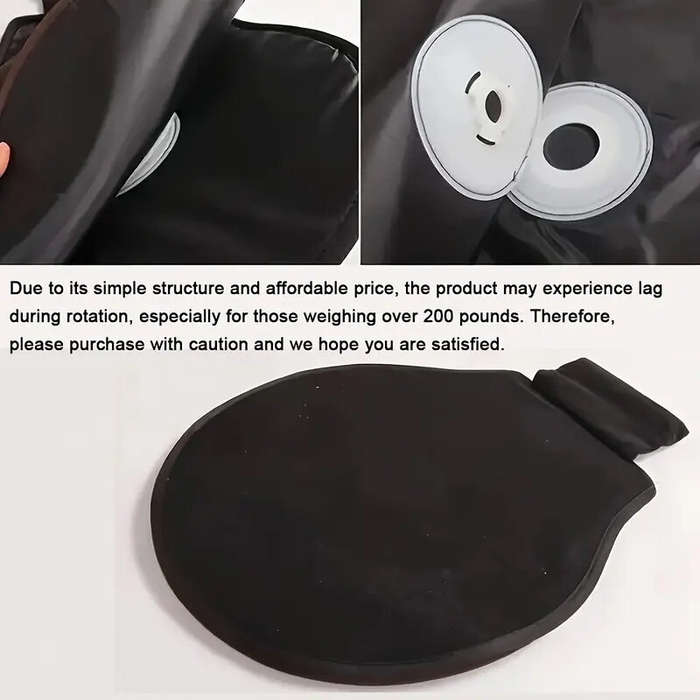 Black - 360 Rotating Car Seat Cushion Seat Protector Non-Slip Hand Washable Round Design Suitable Fo