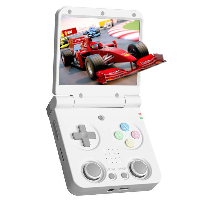 Black - Miyoo Flip V2 64G 4500+ Games Handheld Flip Game Console 3.5 Inch IPS Screen Dual Analog Sti