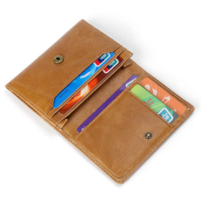 Coffee - Ekphero Men's Genuine Leather Card Holder Retro Head Oil Wax Multi-card Bag RFID Blocking C