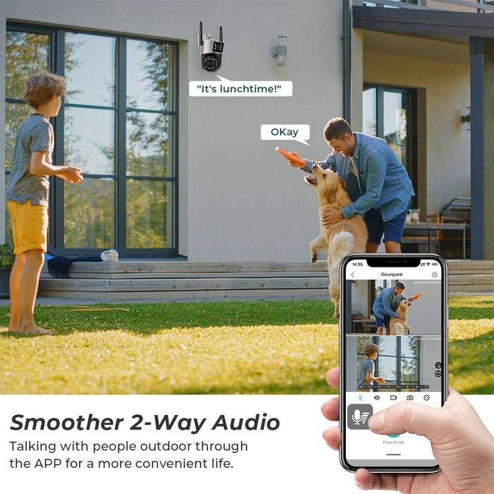 Guudgo 9MP 4K Wifi PTZ Camera with Three Lens Dual Screen 8X Digital Zoom Night Vision Human Detecti