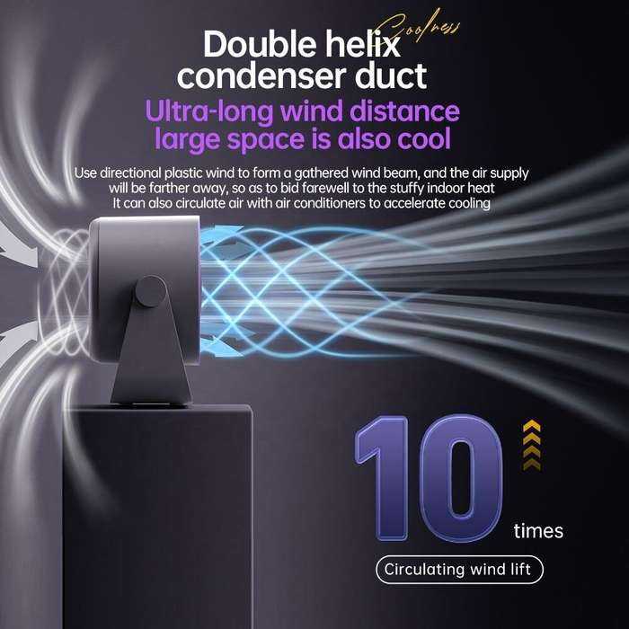 Grey - Digital Display High Speed Turbine Small Fan Desktop Small Electric Fan Type C Strong Wind Ci