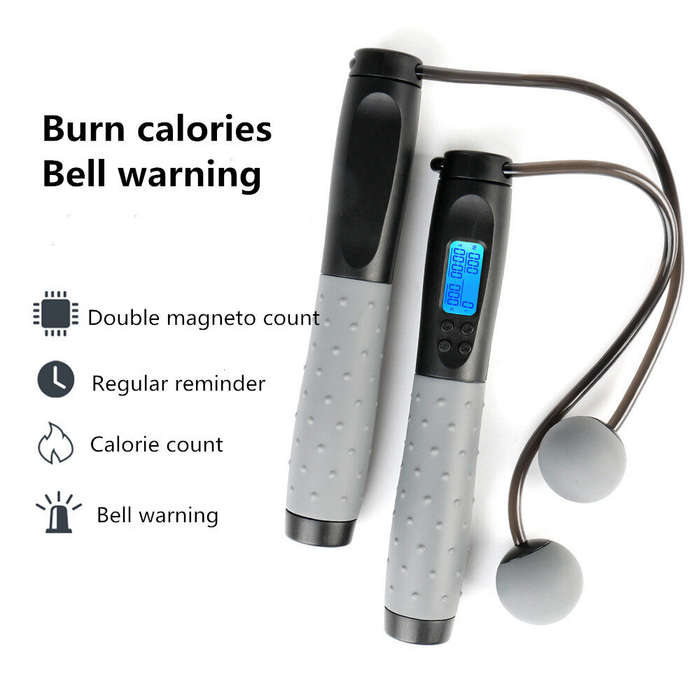 Black grey - Smart Electric Counting Jump Rope Corded and Cordless 2 in 1 Design 4 Modes Accurate HD