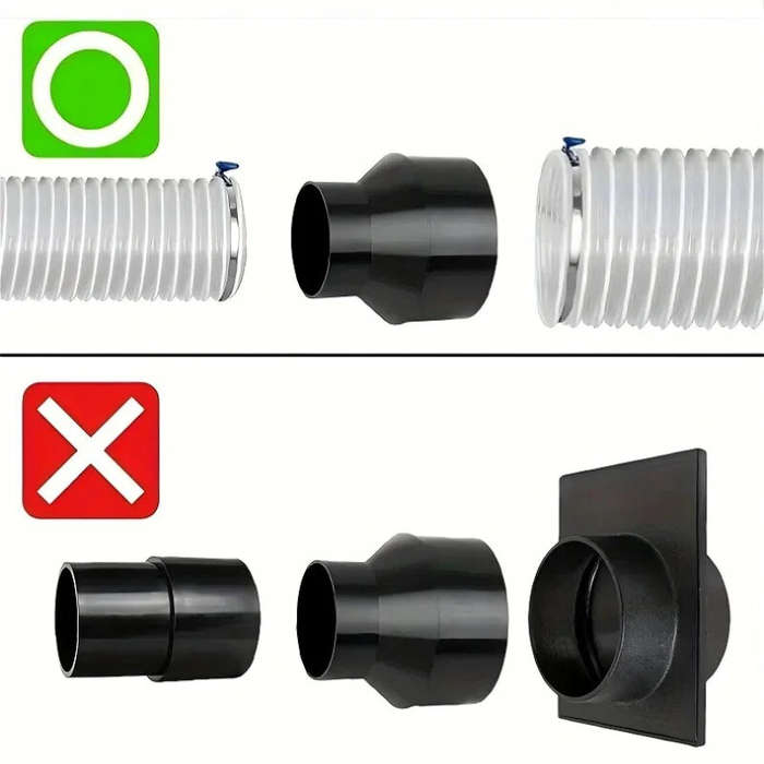 Black - 4" To 2-1/2" Hose Tapered Adapter Dust Collection Reducer Fitting Vacuum Attachment Plastic