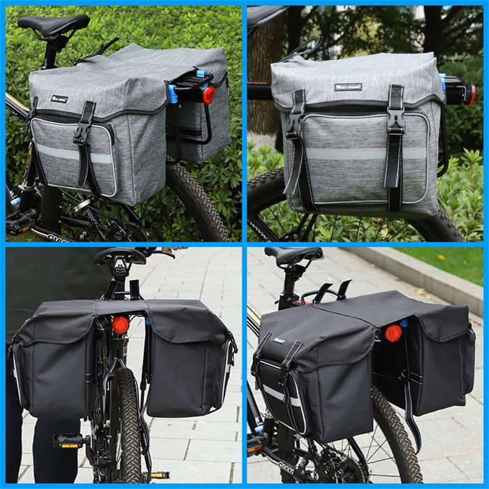 Black - WEST BIKING 25L Bicycle Pannier Bag Waterproof Bike Rear Seat Bag Large Capacity Tail Seat L