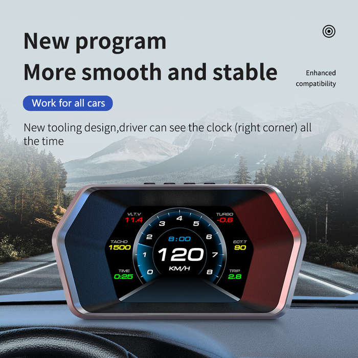 Car HUD Gauge Head Up Display OBD2 GPS Dual System On-board Computer Car Digital Speedometer Alarm