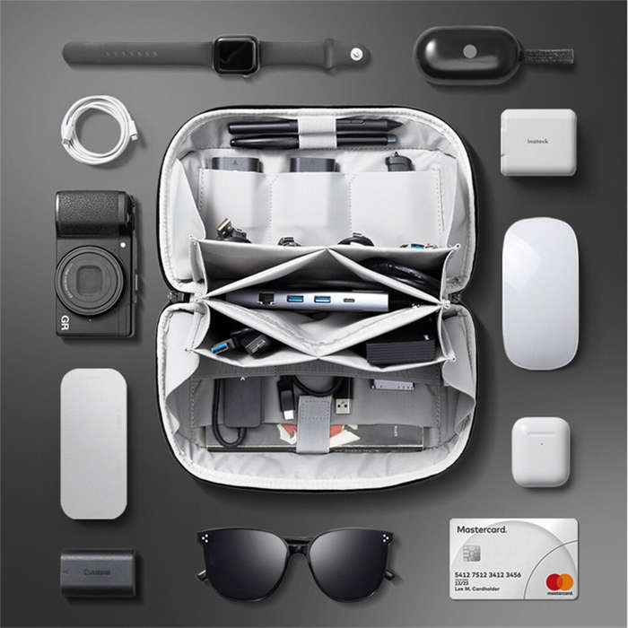Black - IPRee Large Capacity Cable Storage Bag Waterproof Digital Electronic Organizer Portable USB